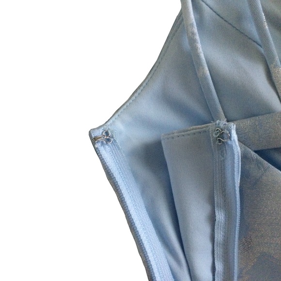 Light Blue/Periwinkle Floral Long Prom Dress - Picture 6 of 13